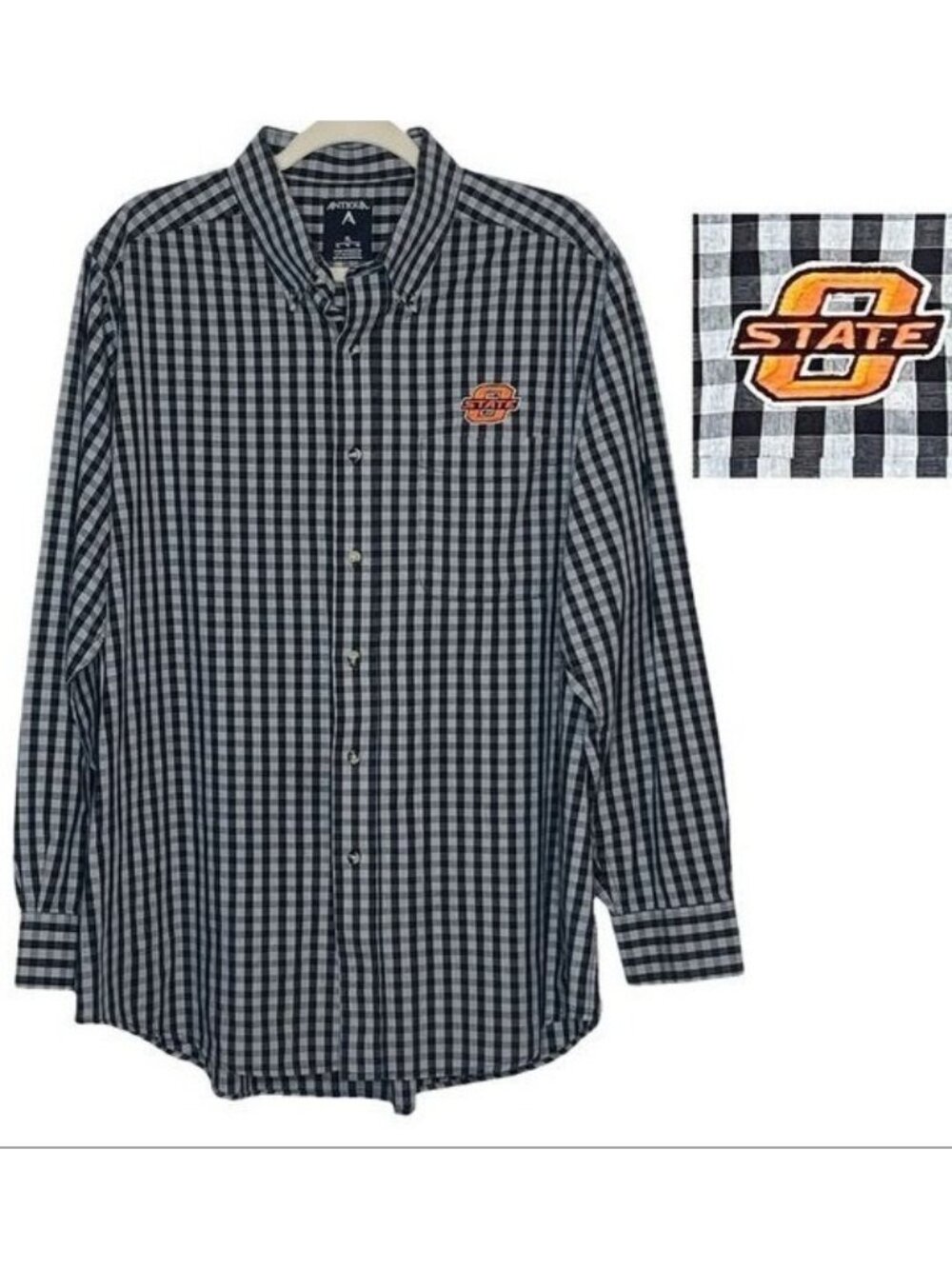 Antigua Ellis Men's Shirt Oklahoma State OSU Long Sleeve Button Down Size XL